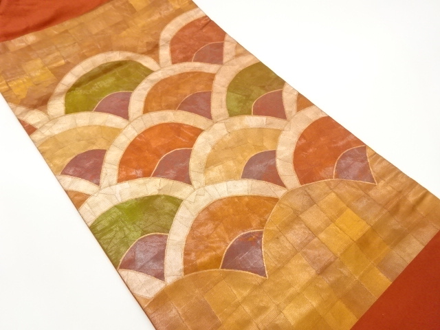 JAPANESE NAGOYA OBI / WOVEN GRID & SEIGAIHA